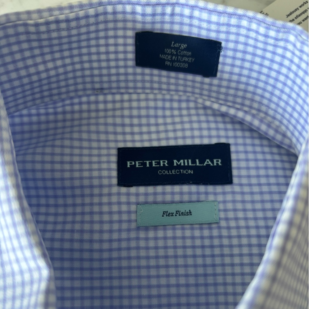 Peter Millar Men's Blue/Purple Checkered Dress Shirt
